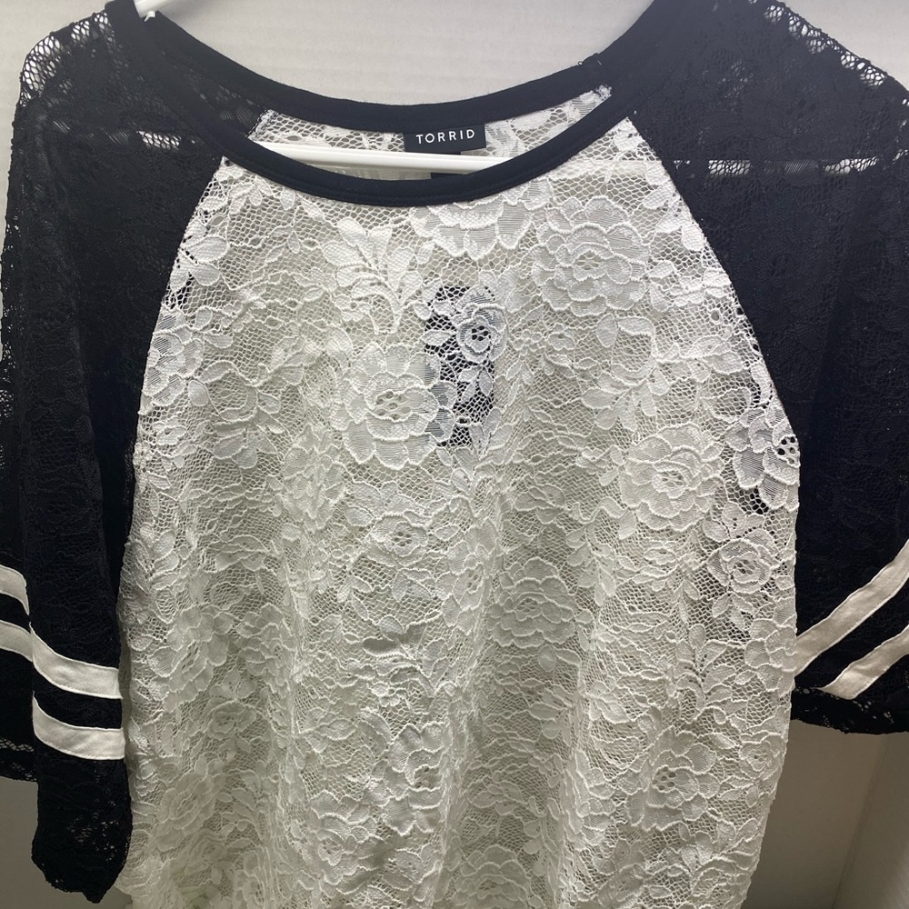 Floral lace see through short sleeve shirt